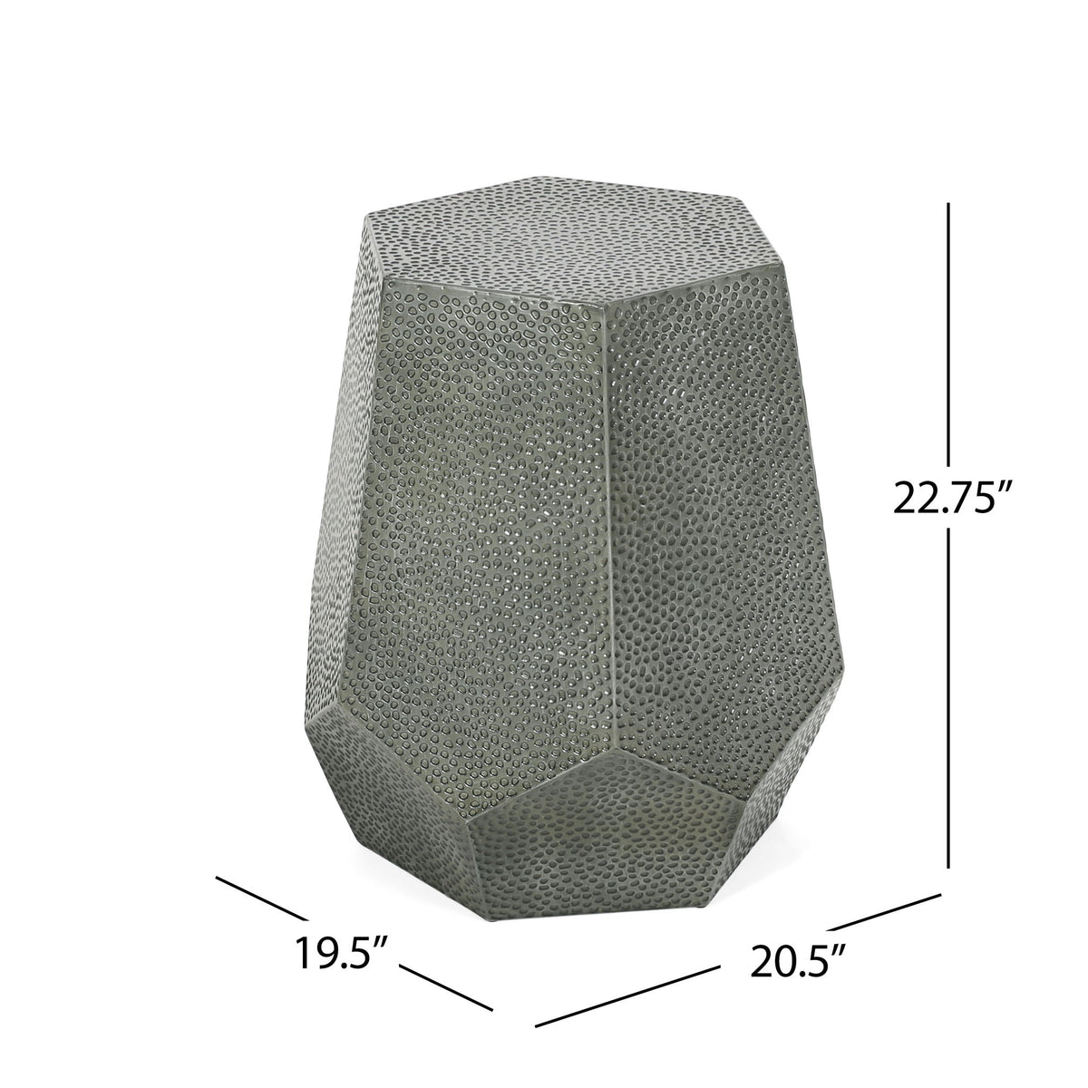 Modern Hammered Iron Geometric End Table