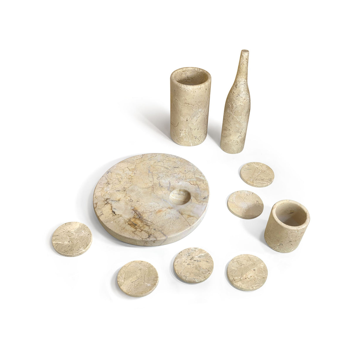 10 Pieces Luxury Natural Marble Dining Room Accessories Set