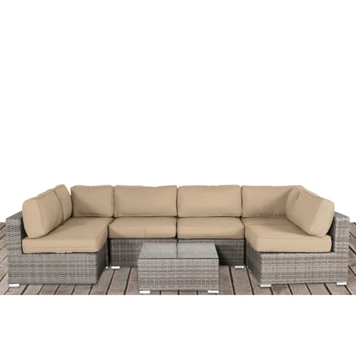 Seating Set With Cushions Handcrafted Wicker Design