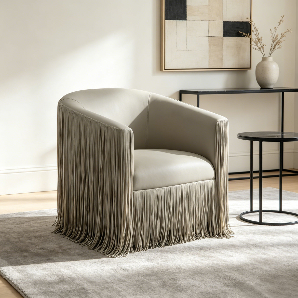 Isle - Swivel Chair With Fringe Accent