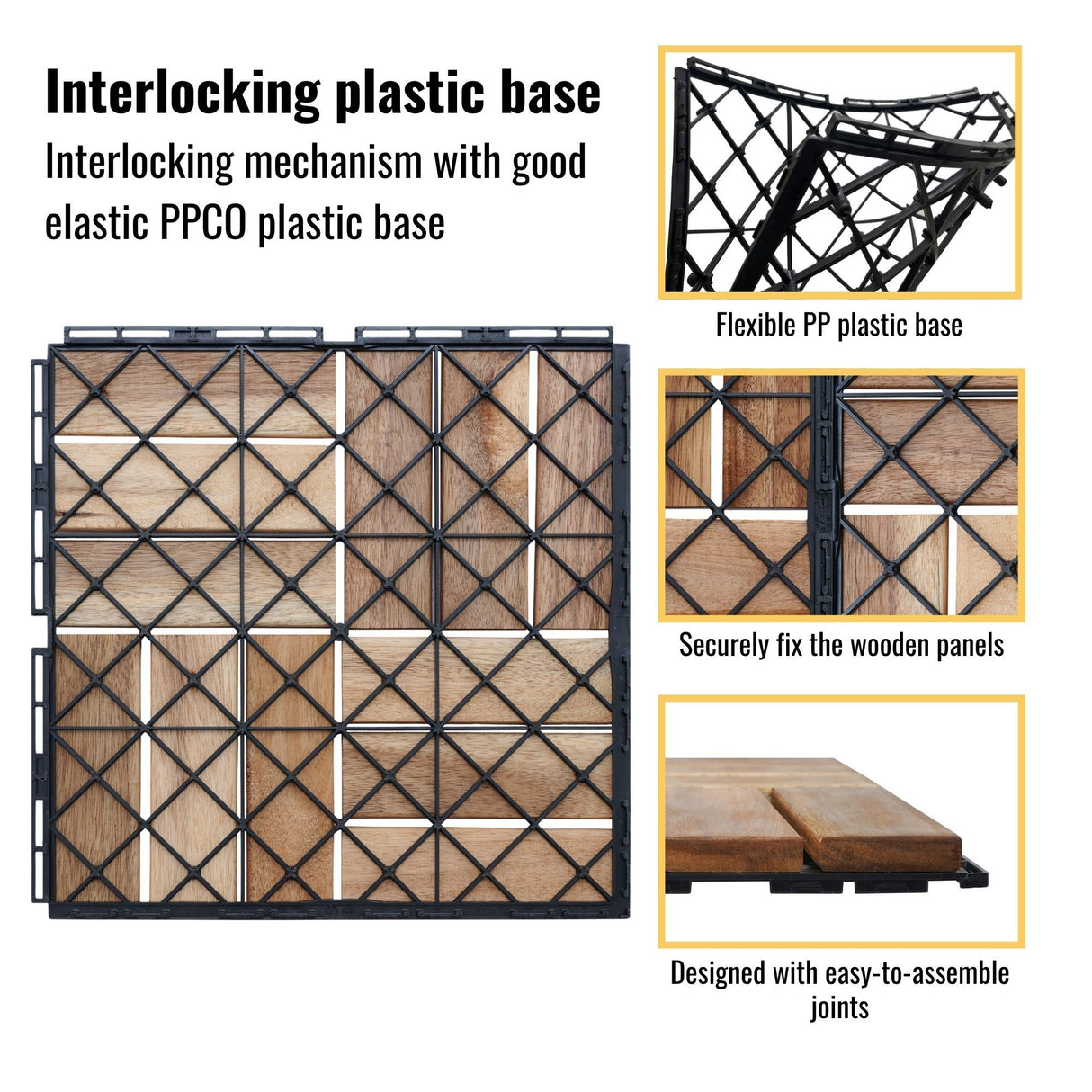 12" X 12" Interlocking Deck Tiles Checker Pattern