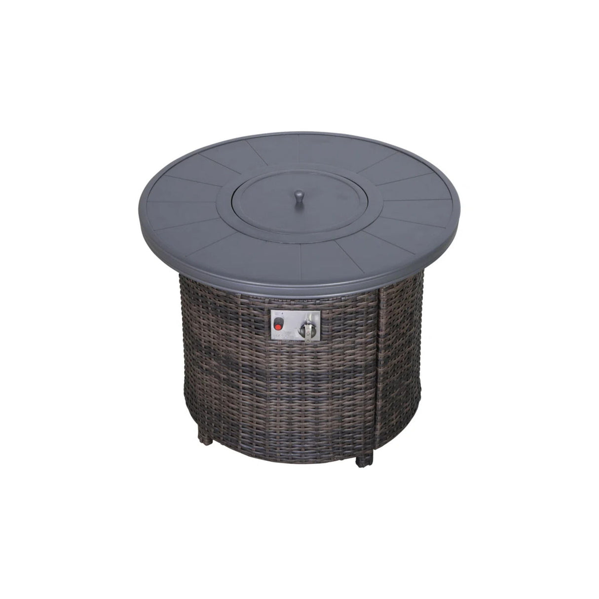 Rattan Patio Set With Comfortable Cushions And Fire Pit