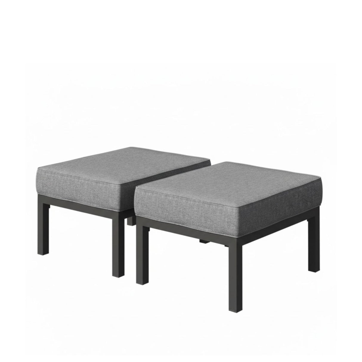 Patio Ottomans With Cushions, All Weather Footrests (Set of 2) - Dark Gray