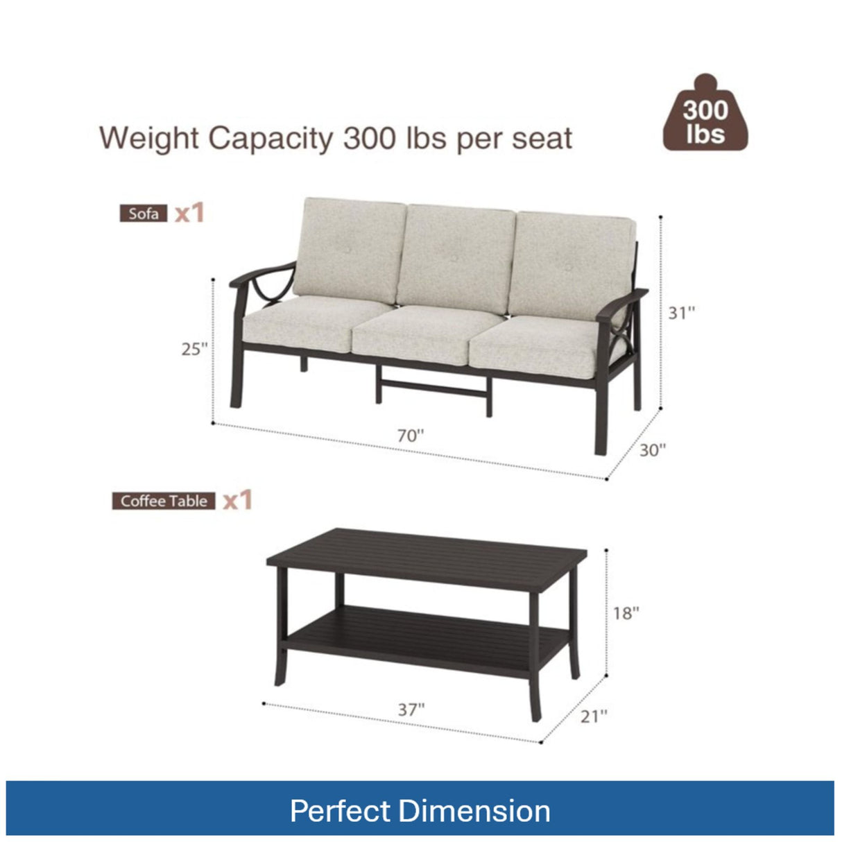 Patio Furniture Set & Coffee Table For Backyard
