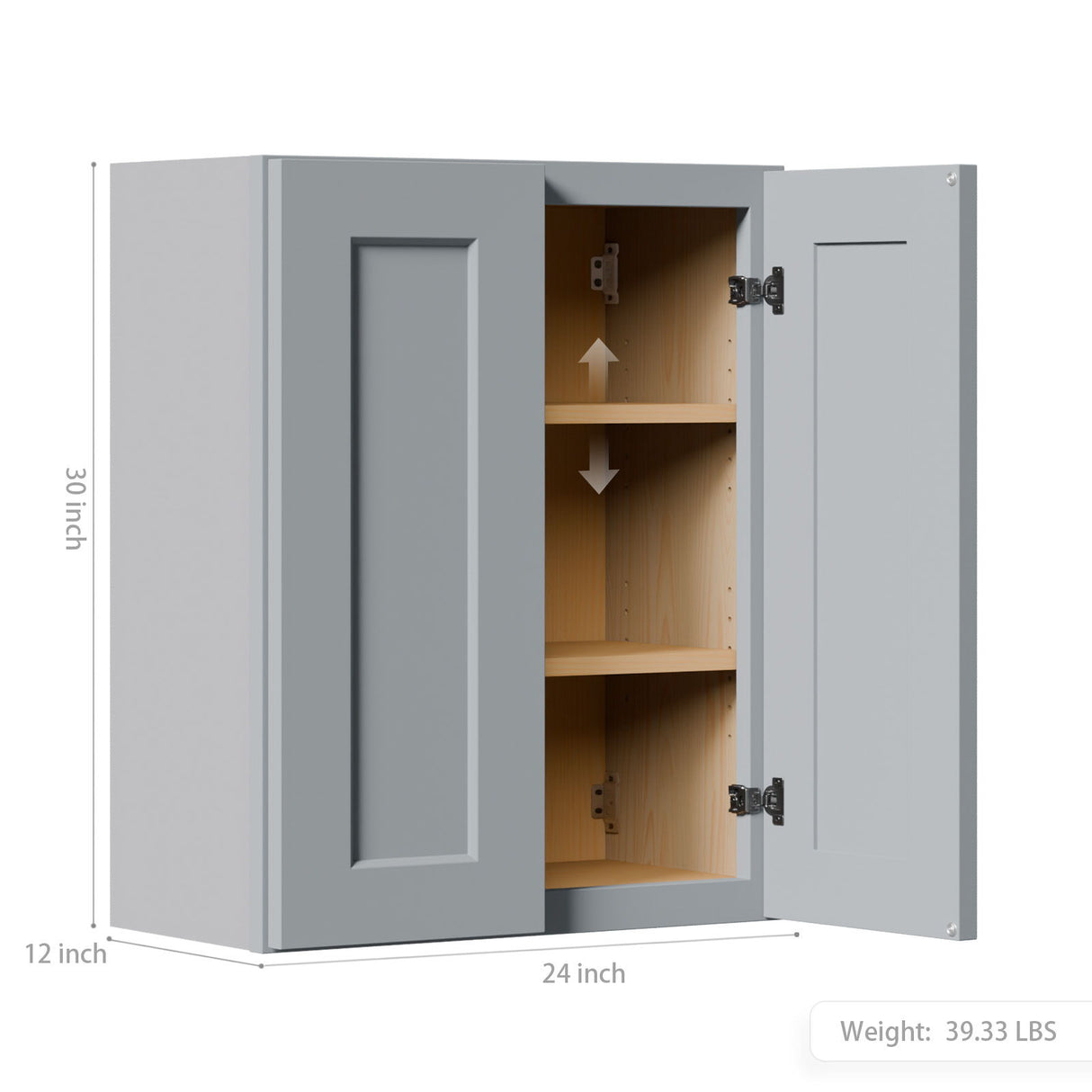 Shaker Wall Cabinet With Soft-Close Doors, Adjustable Shelves