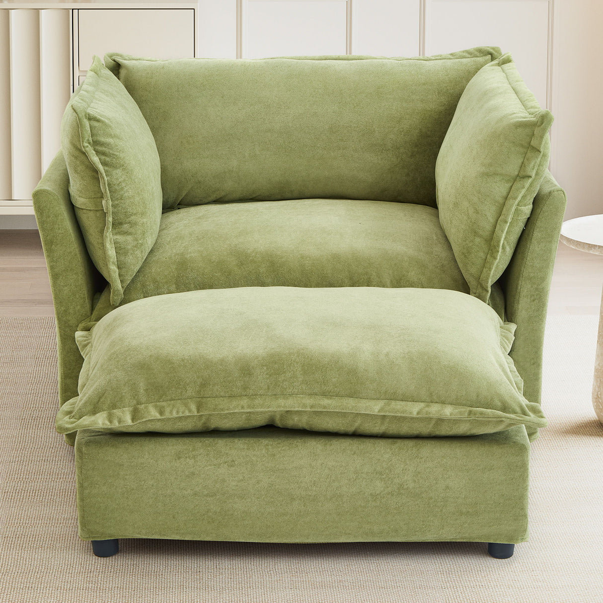 Modern Armchair Sofa With Movable Ottoman