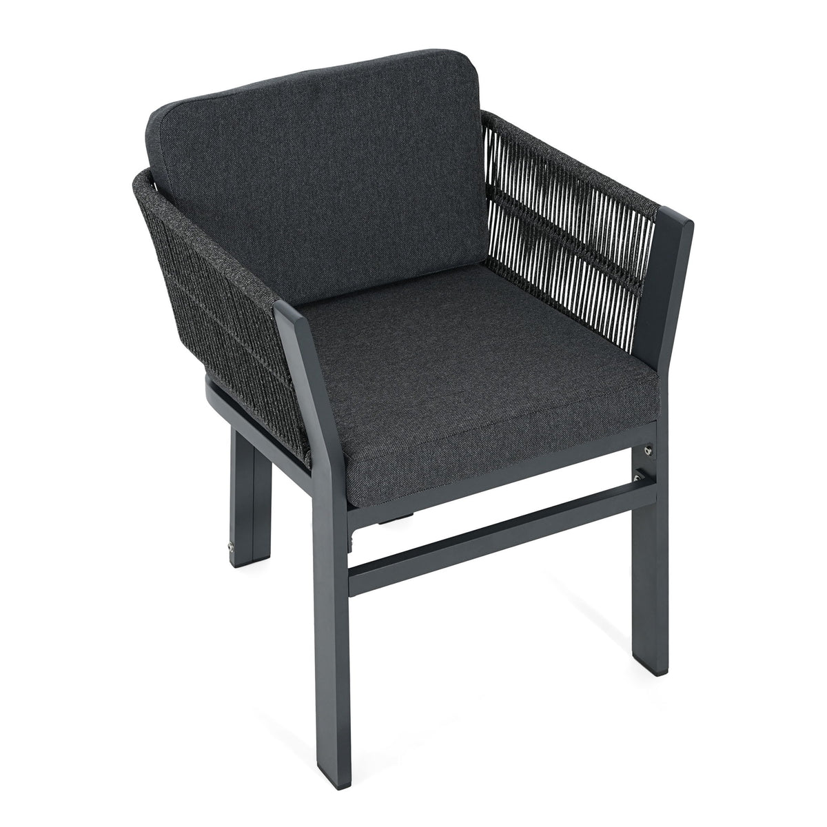 7 Piece Outdoor Dining Set & Table And 6 Chairs - Black / Gray / Teak