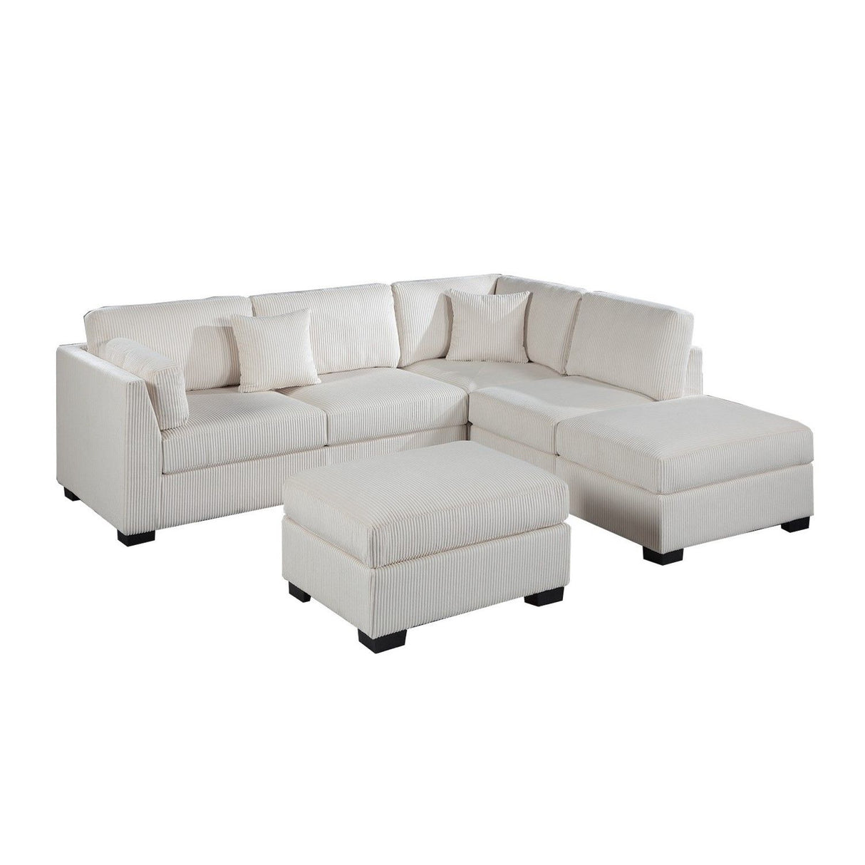 Sectional Sofa Set With Reversible Left / Right Chaise And Matching Cocktail Ottoman