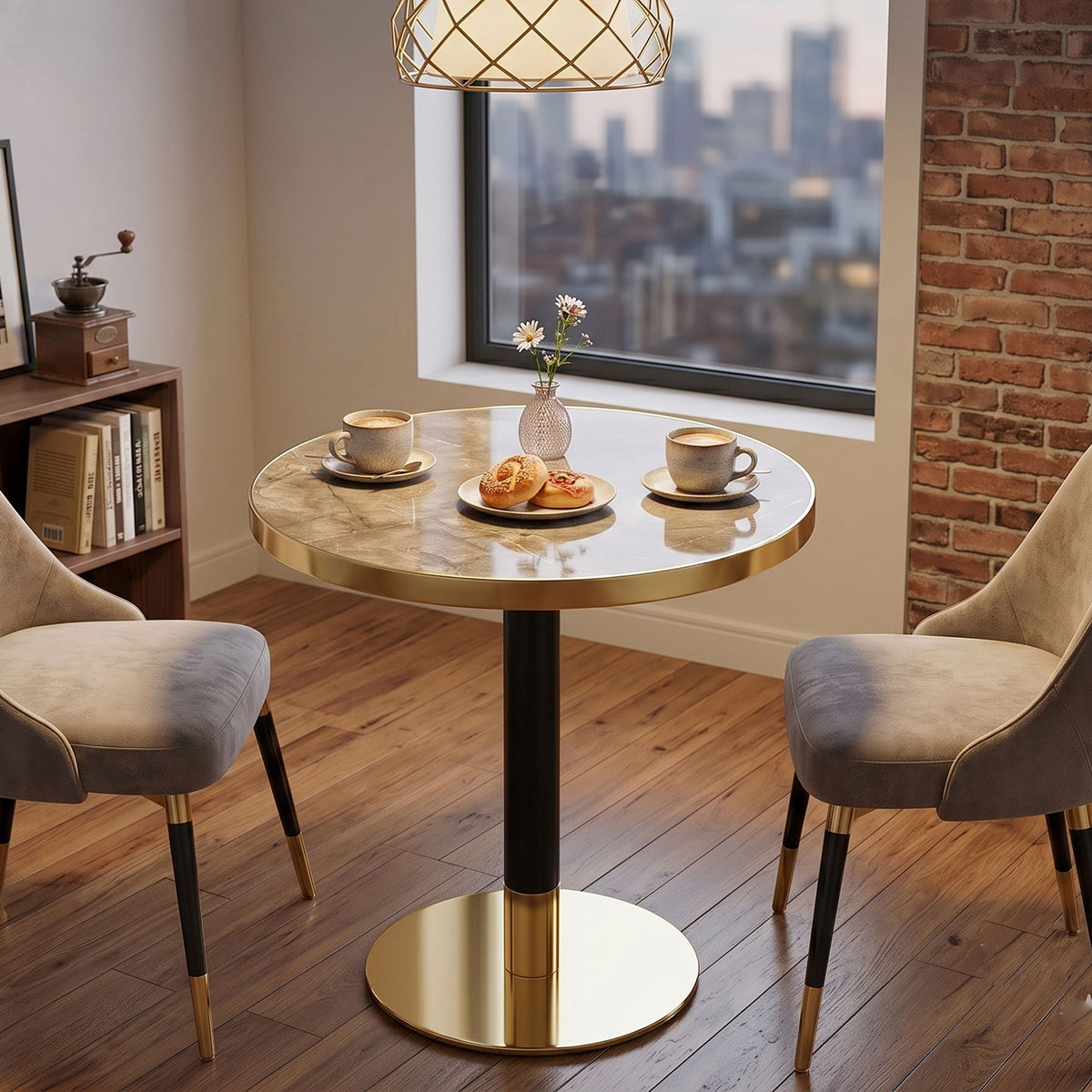 Round Table For Kitchen - Black / Gray / Gold