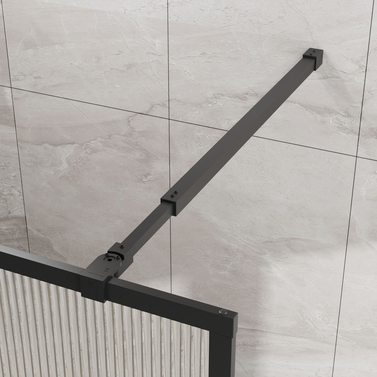 Shower Door With Center Mirror And Fluted Panels