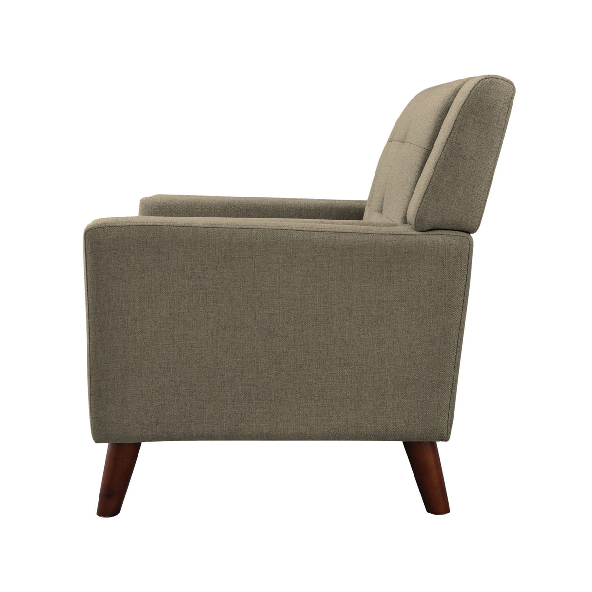 Upholstered Armchair With Button Tufting And Tapered Legs - Mocha
