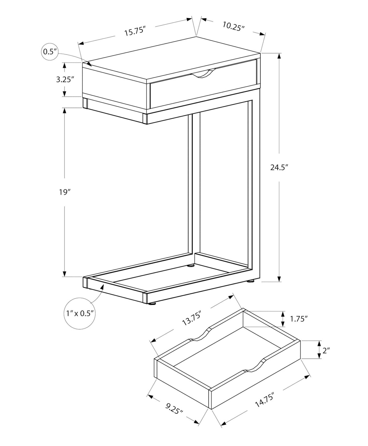 Accent Table, C - Shaped