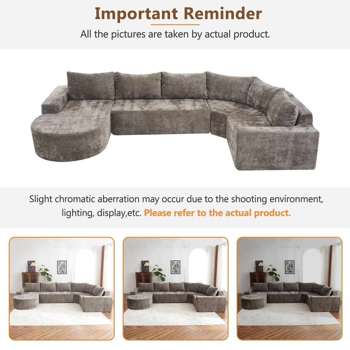 U-Shaped Oversized Modular Cloud Sectional Sofa With Deep Seat For Living Room