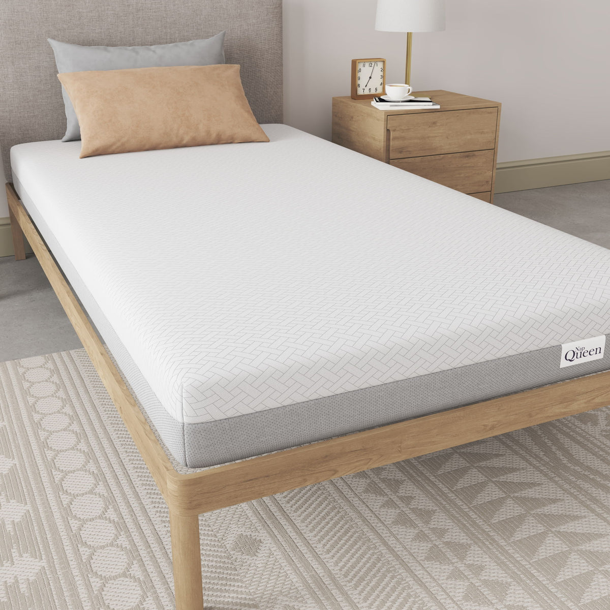 6" Twin Memory Foam Mattress Medium Firm - White / Gray