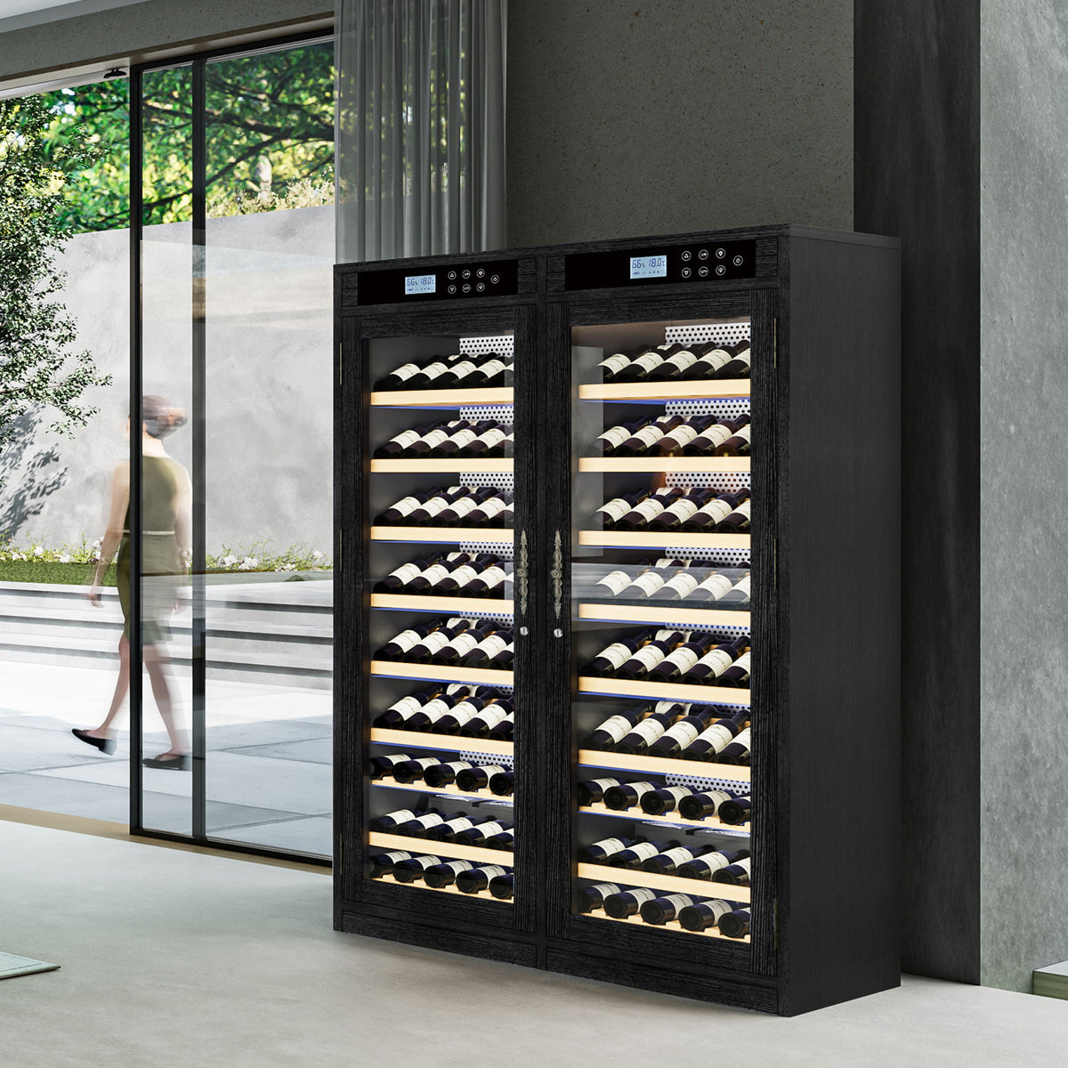 Wine Cooler With Dual Zone Temperature Control, Vacuum Insulated Door - Black