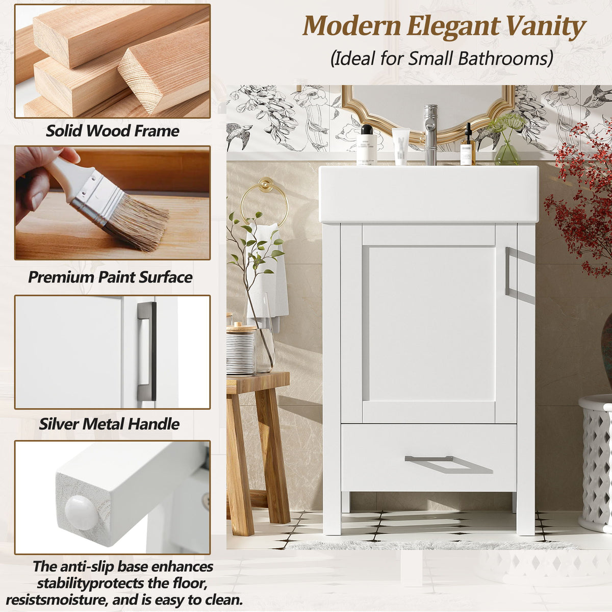 Bathroom Vanity With Sink, Frame And Drawer