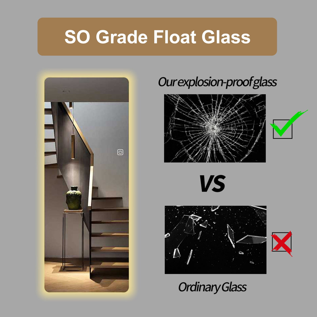 Wall Mounted LED Full Length Mirror