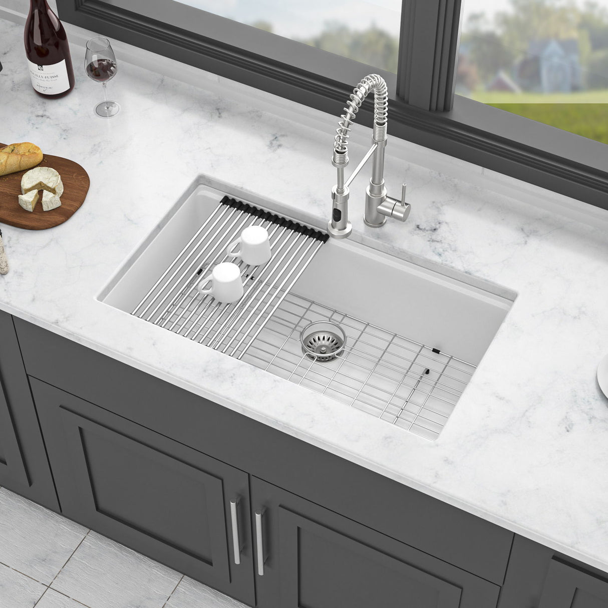 Quartz Kitchen Sink, Granite Composite Workstation Undermount