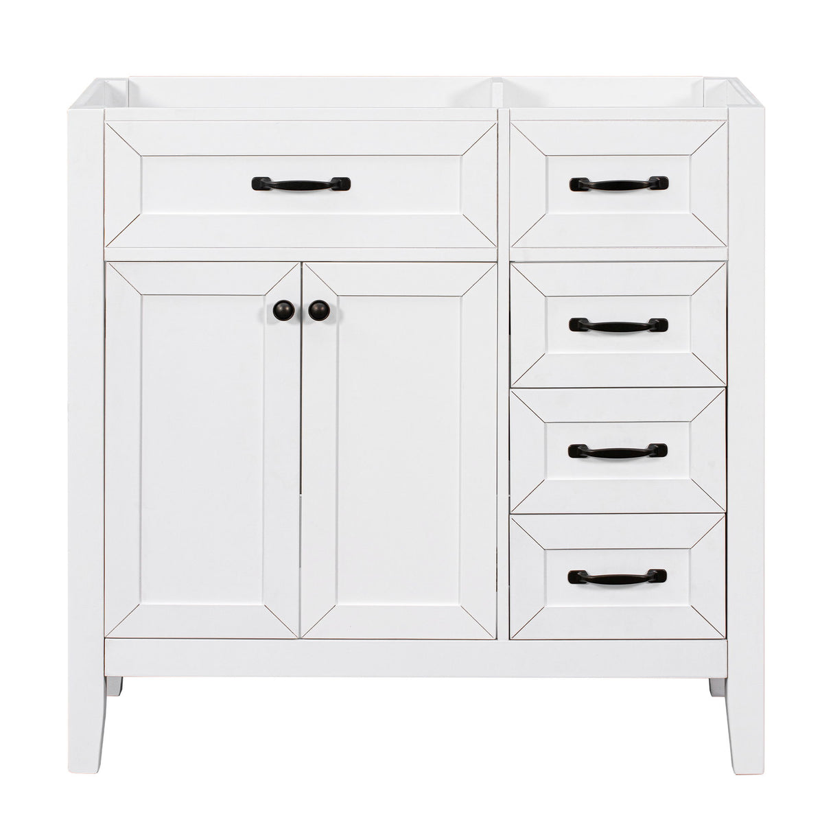 Modern Bathroom Vanity Base Only, 2 Doors And 3 Drawers