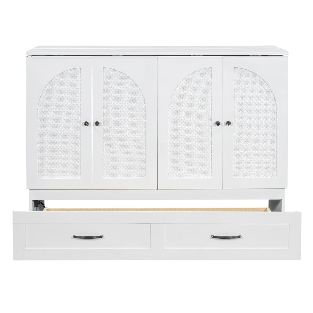 Full Size Murphy Bed & Large Drawers - White