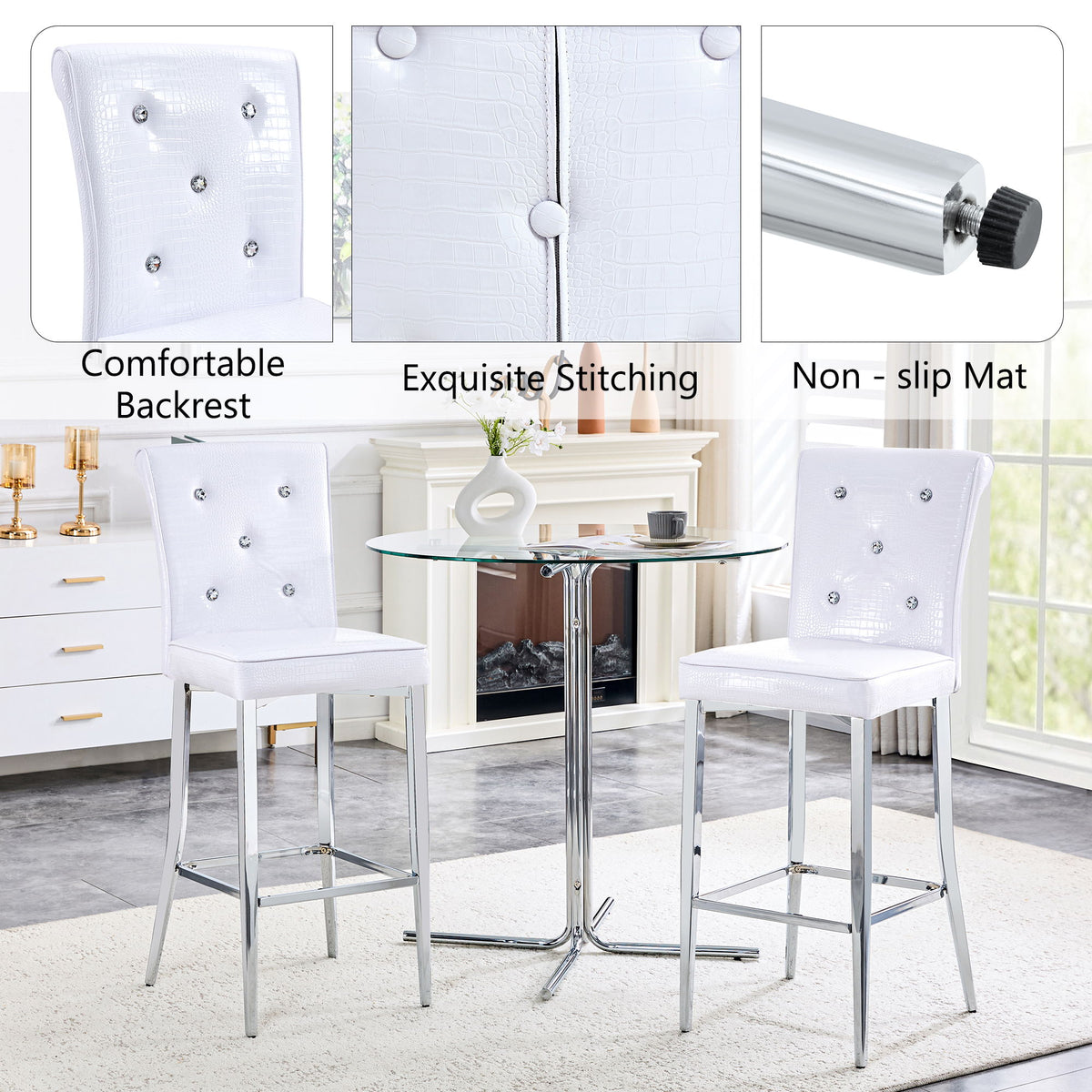 Bar Chairs & Crystal Clasp Design (Set of 2)