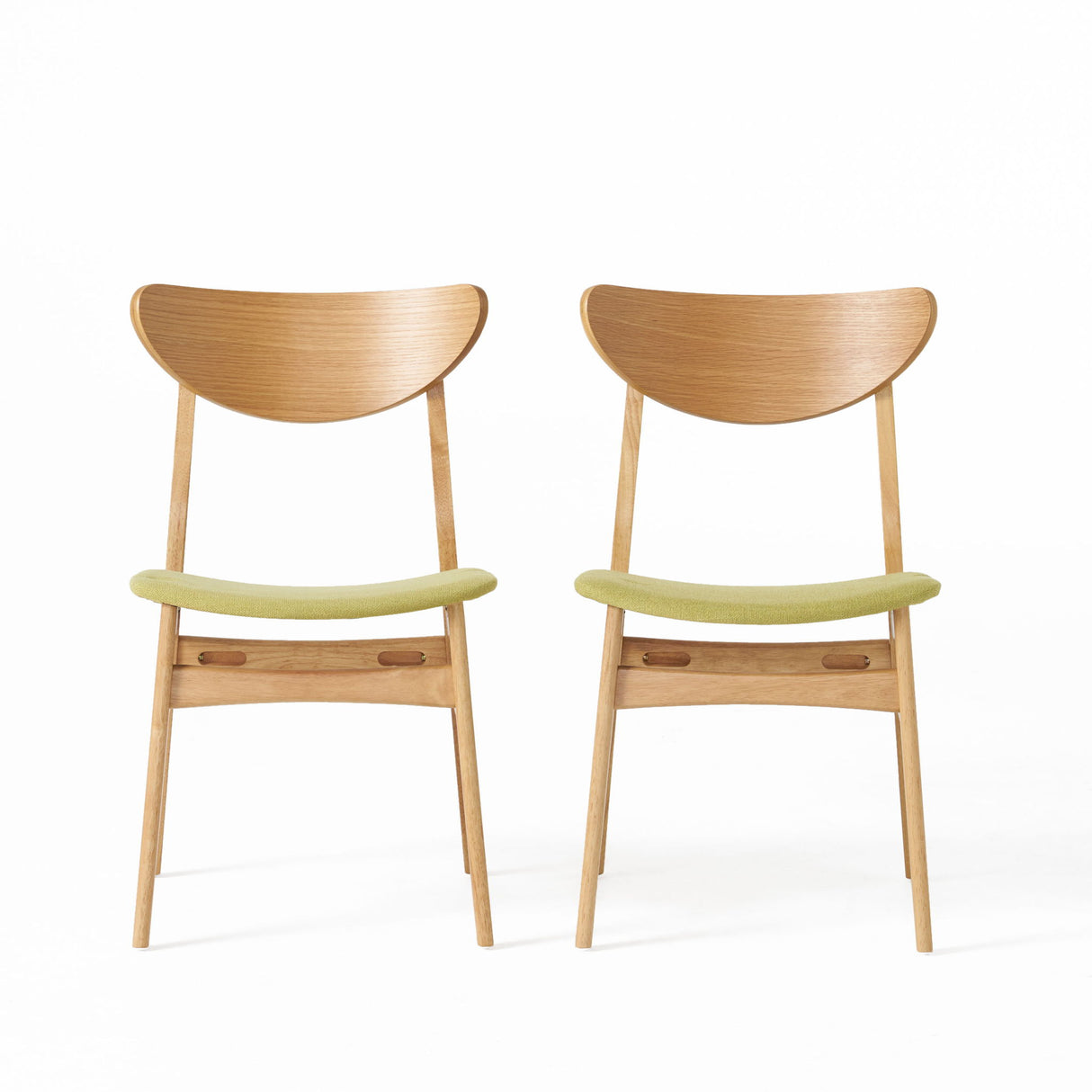 Contemporary Fabric Dining Chair With Wood And Sleek Design - Green