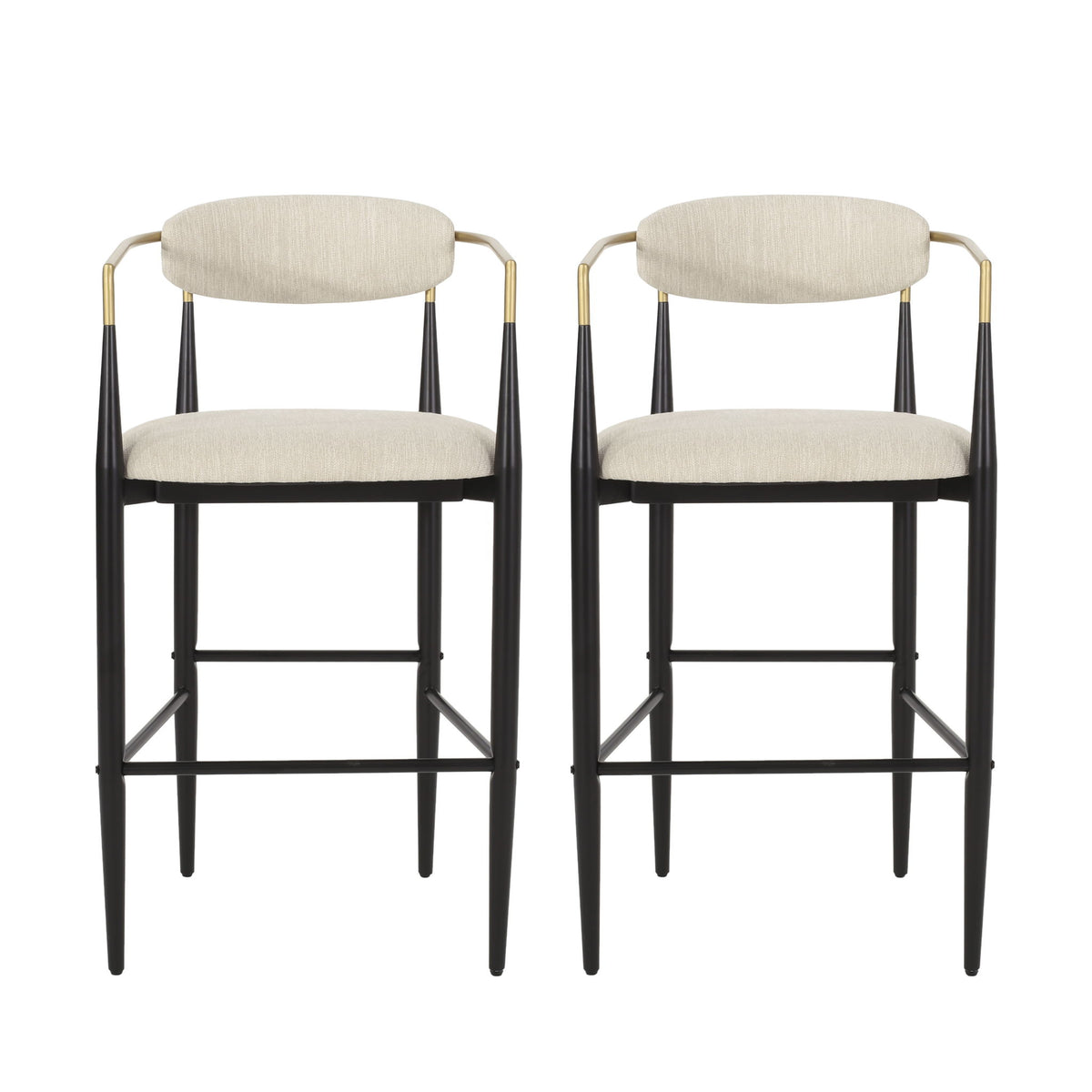Upholstered Bar Stools With Backs For Kitchen Island (Set of 2)