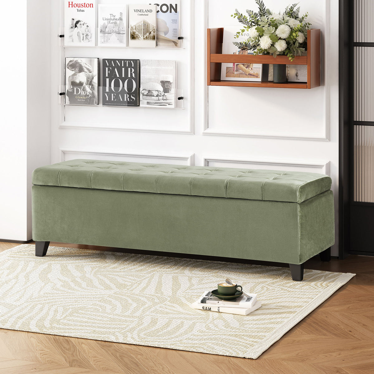 Wendover - Elegant Tufted Storage Bench With Lift-Up Top And Birch Wood Legs
