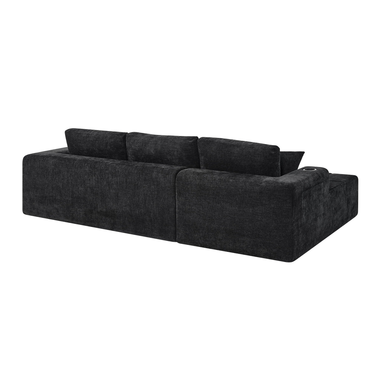 L - Shaped Sectional Sofa With Cup Holders & Side Pockets