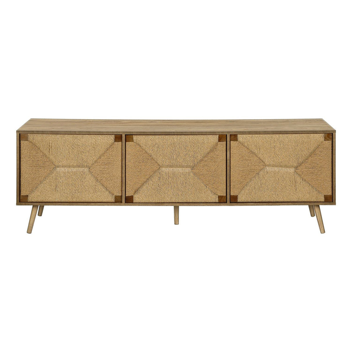 TV Stand, Storage Cabinet Console With Adjustable Shelf And Cable Management - Walnut