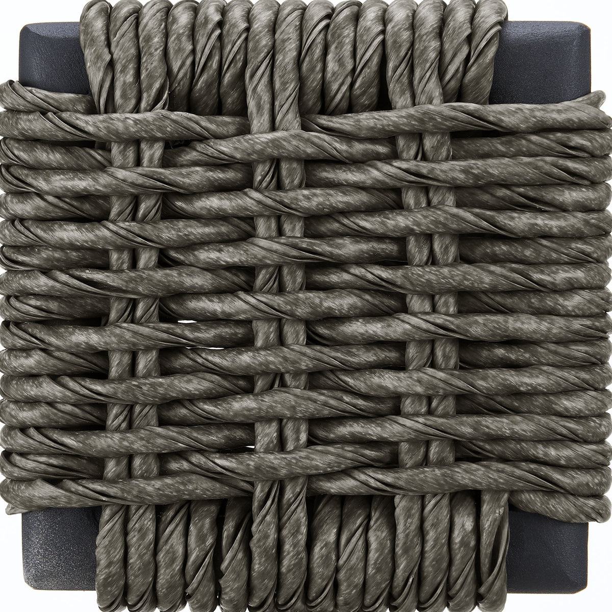 Amira - Outdoor Round Sintered Stone Side Table With Woven Rattan Body And Aluminum Frame - Deep Bronze