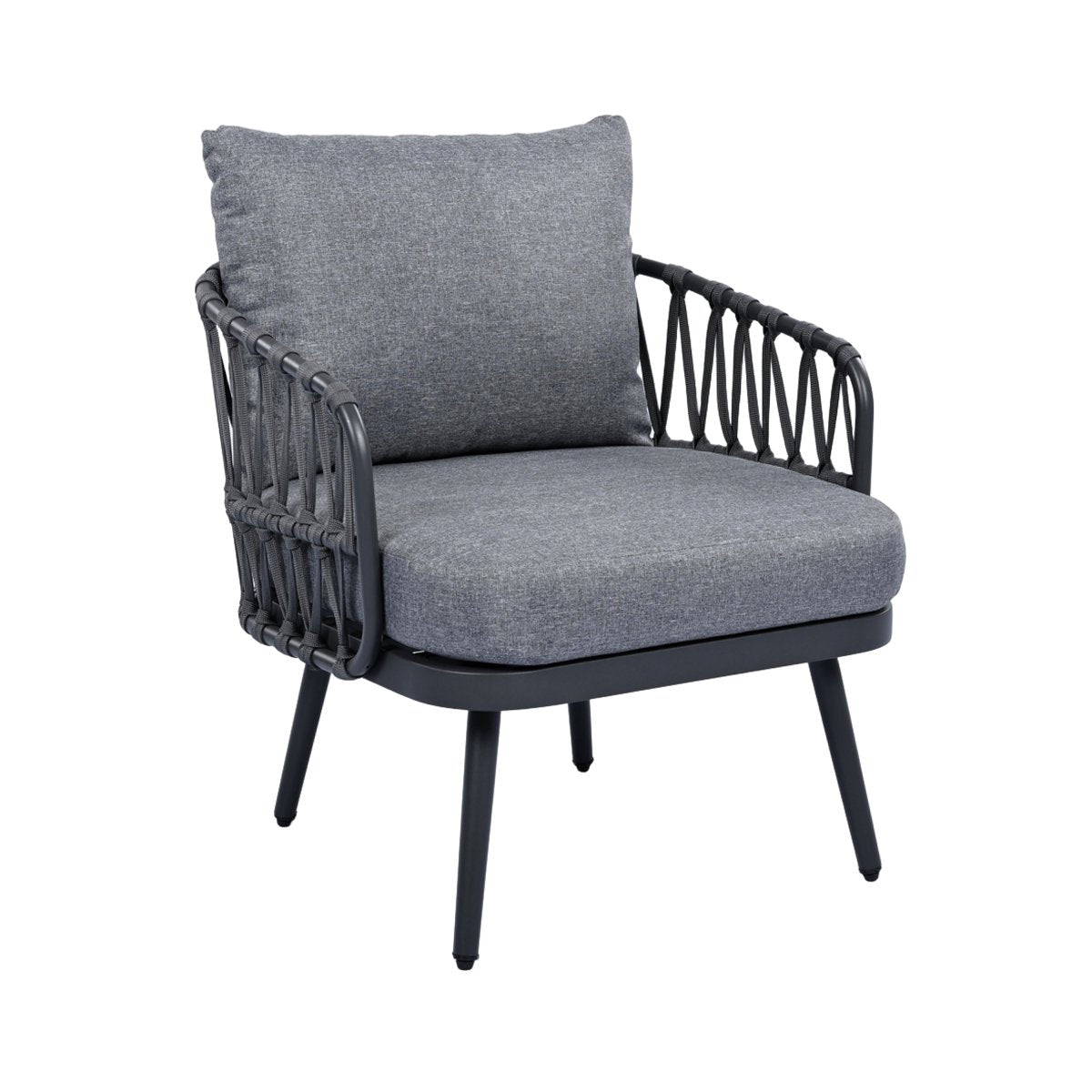 Callira 4-Piece Rope Outdoor Seating Set with Acacia Coffee Table - Outdoor Furniture Sets - Alpine Outlets