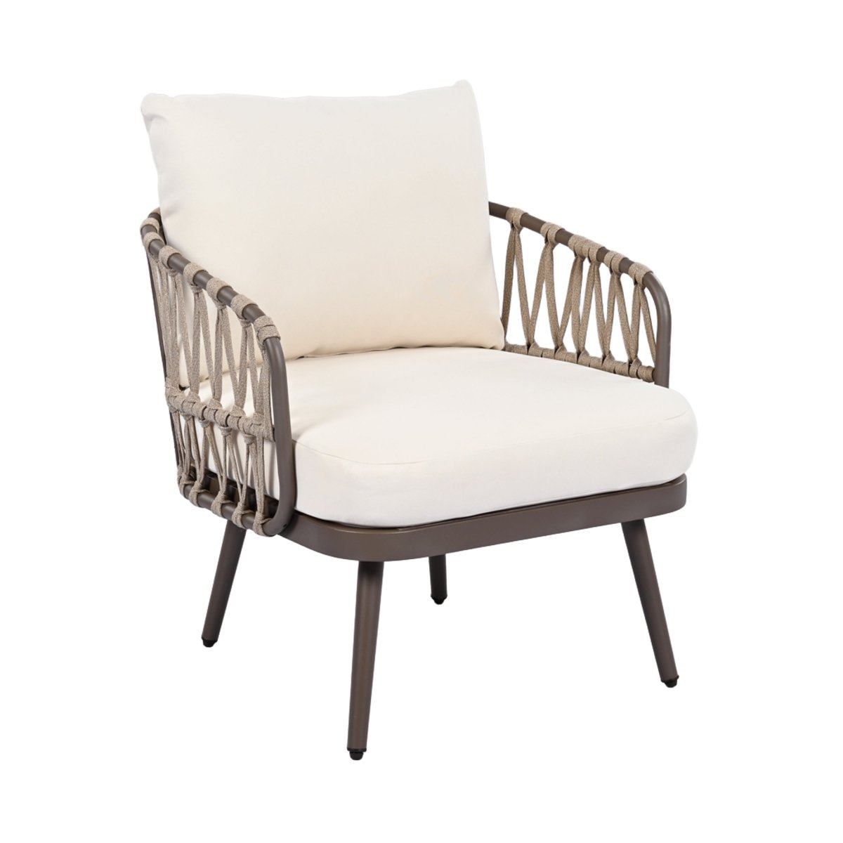 Callira 4-Piece Rope Outdoor Seating Set with Acacia Coffee Table - Outdoor Furniture Sets - Alpine Outlets