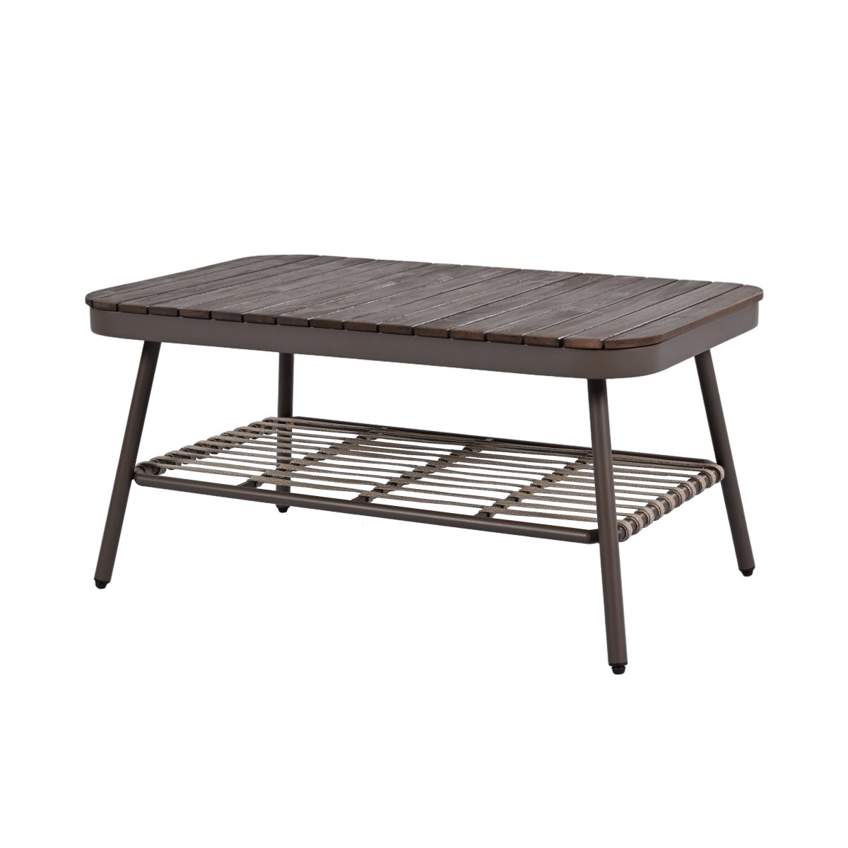 Callira 4-Piece Rope Outdoor Seating Set with Acacia Coffee Table - Outdoor Furniture Sets - Alpine Outlets