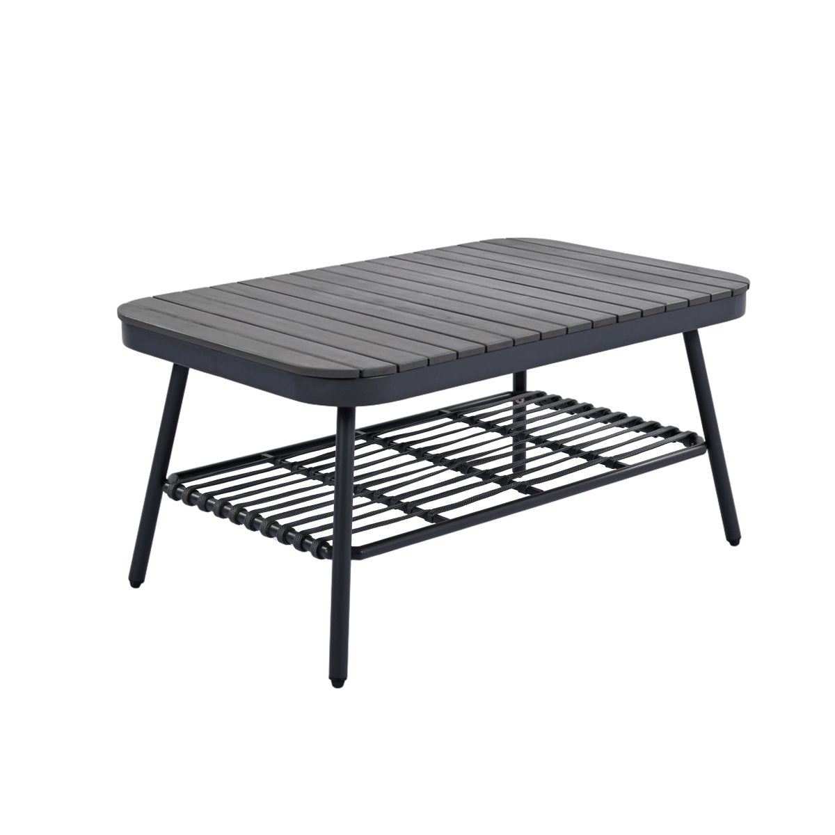 Callira 4-Piece Rope Outdoor Seating Set with Acacia Coffee Table - Outdoor Furniture Sets - Alpine Outlets