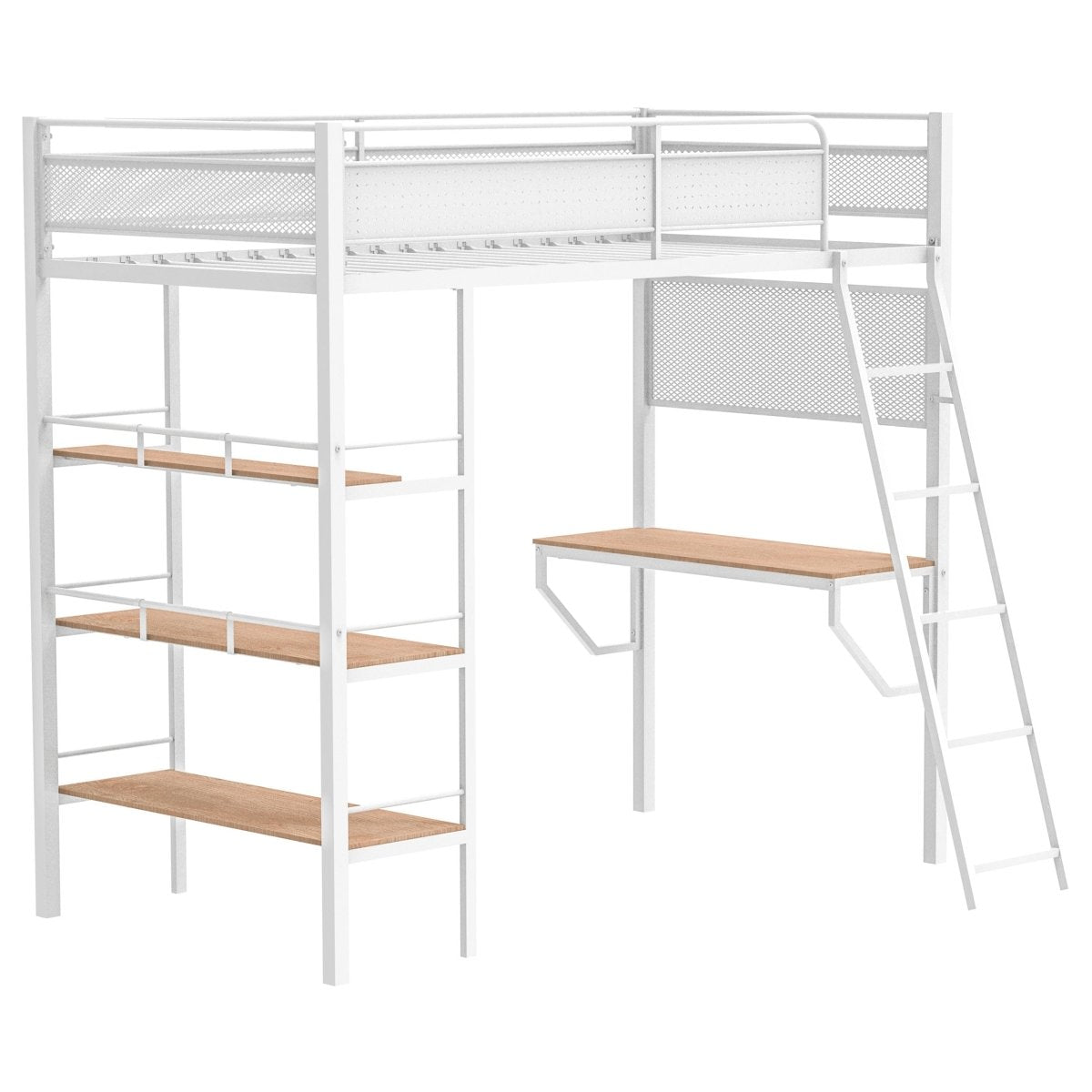 Campus Twin Loft Bed with Desk and 3 Shelves - Matte White - Bunk & Loft Beds available at Alpine Outlets in Denver