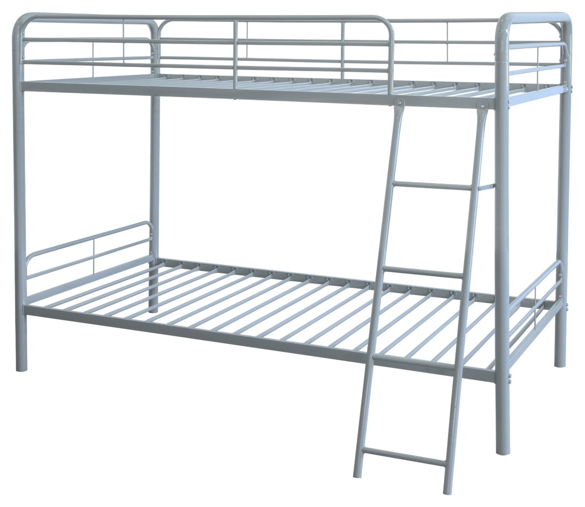 Carson Twin Over Twin Metal Bunk Bed - Glossy Silver - Bunk & Loft Beds available at Alpine Outlets in Denver