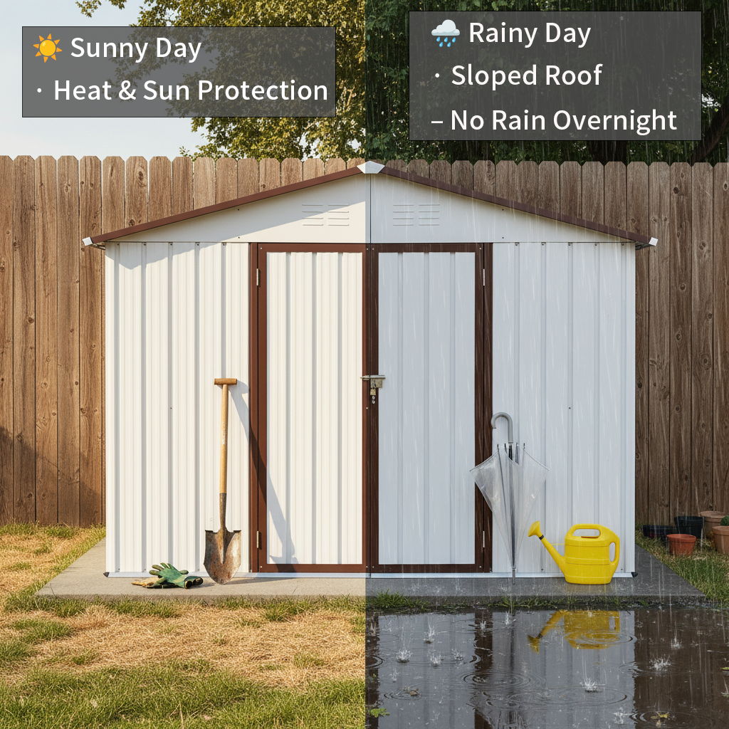 Storage Shed Garden Building Waterproof Metal Outdoor Utility 10x8ft