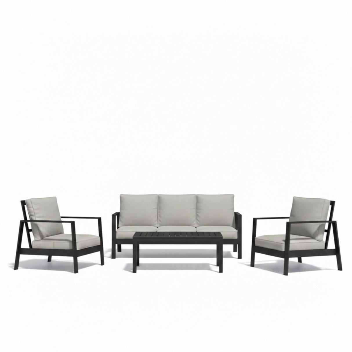 5 Seat Outdoor Patio Furniture Set, Thick Cushions & Coffee Table - Black / Gray