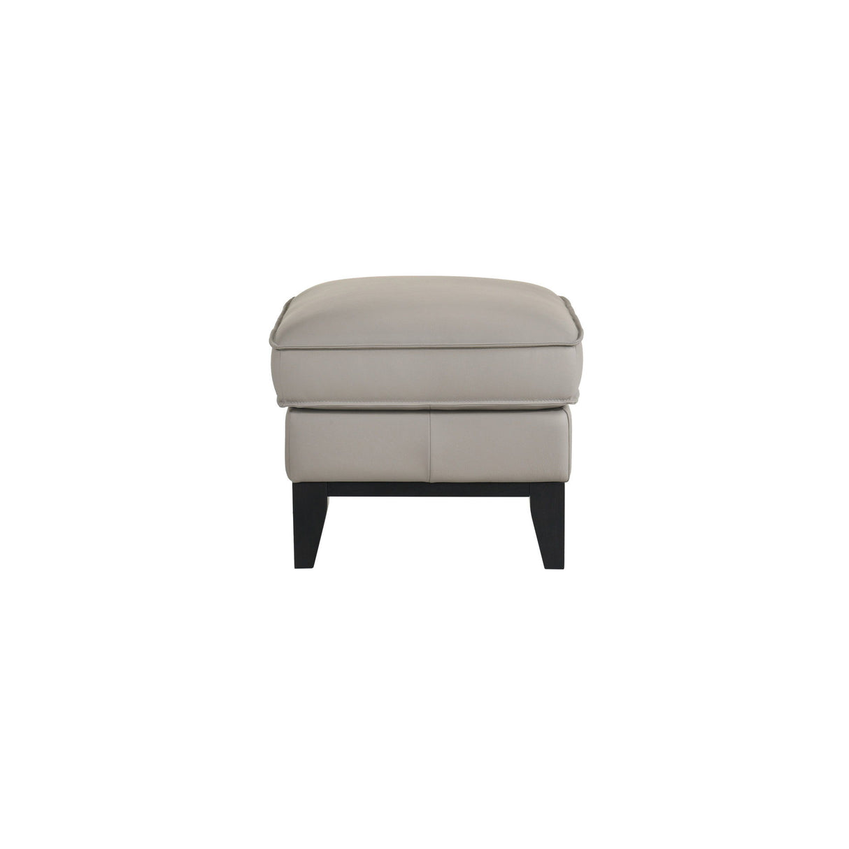 Aaron - Leather Ottoman - Mist Gray