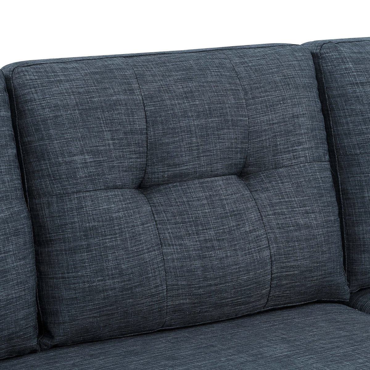 Blend Upholstered Sleeper Sofa With Reversible Chaise And Tufted Back - Dark Blue