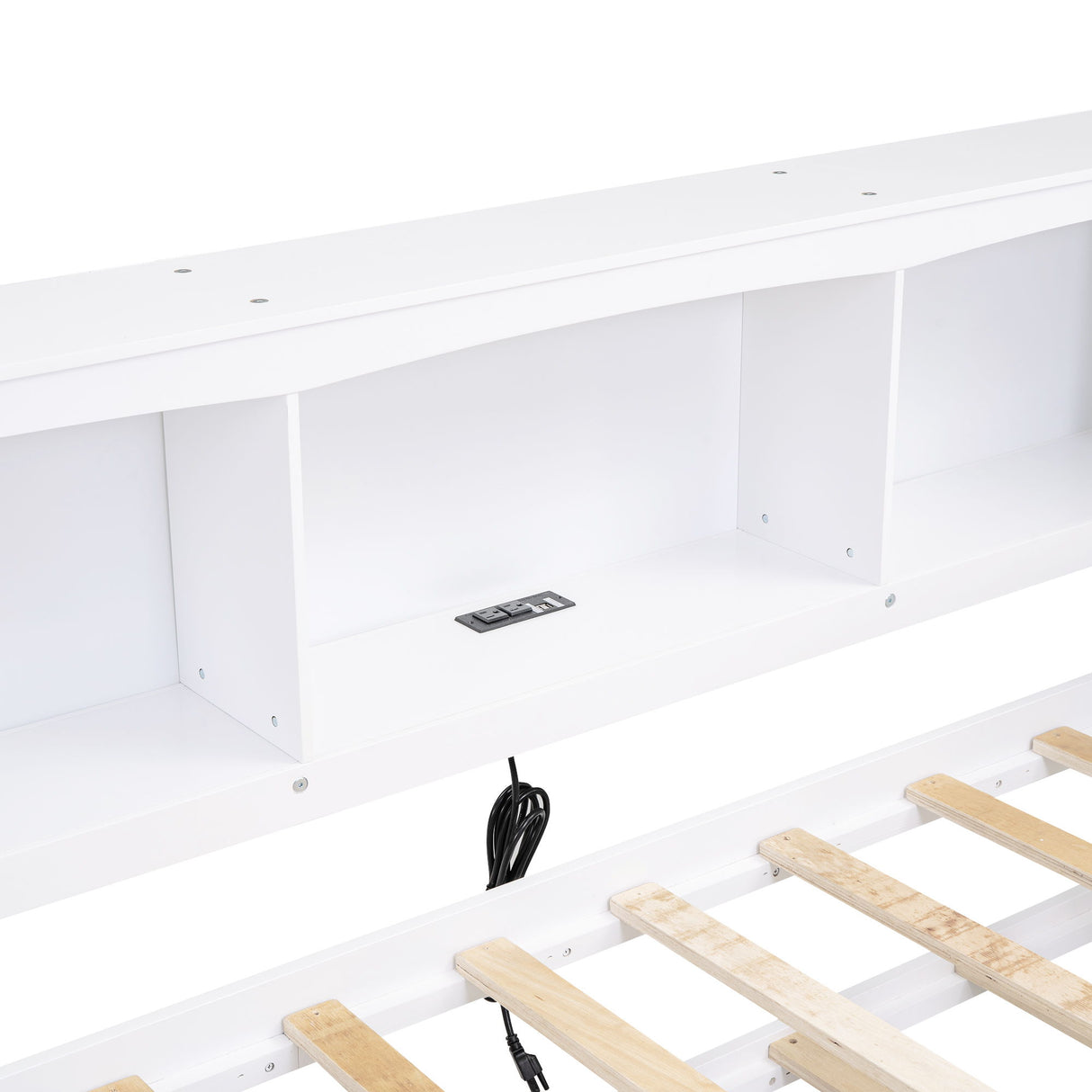 Twin Size Daybed With Trundle, Storage Cabinets, USB Ports - White