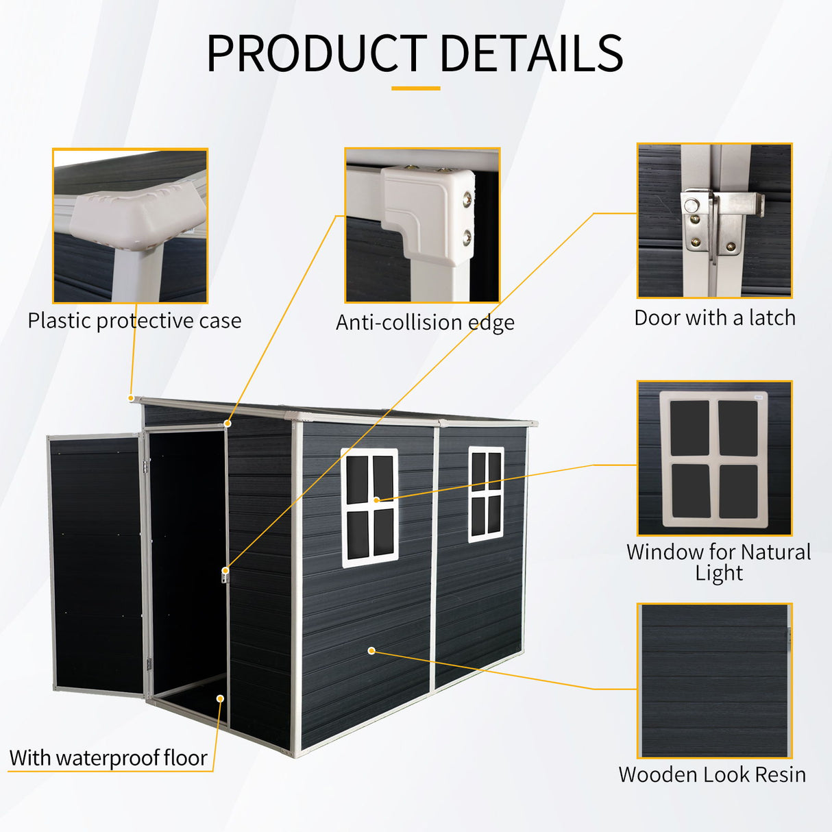 Outdoor Storage Shed Garden Building Waterproof Resin 8x4ft Structure