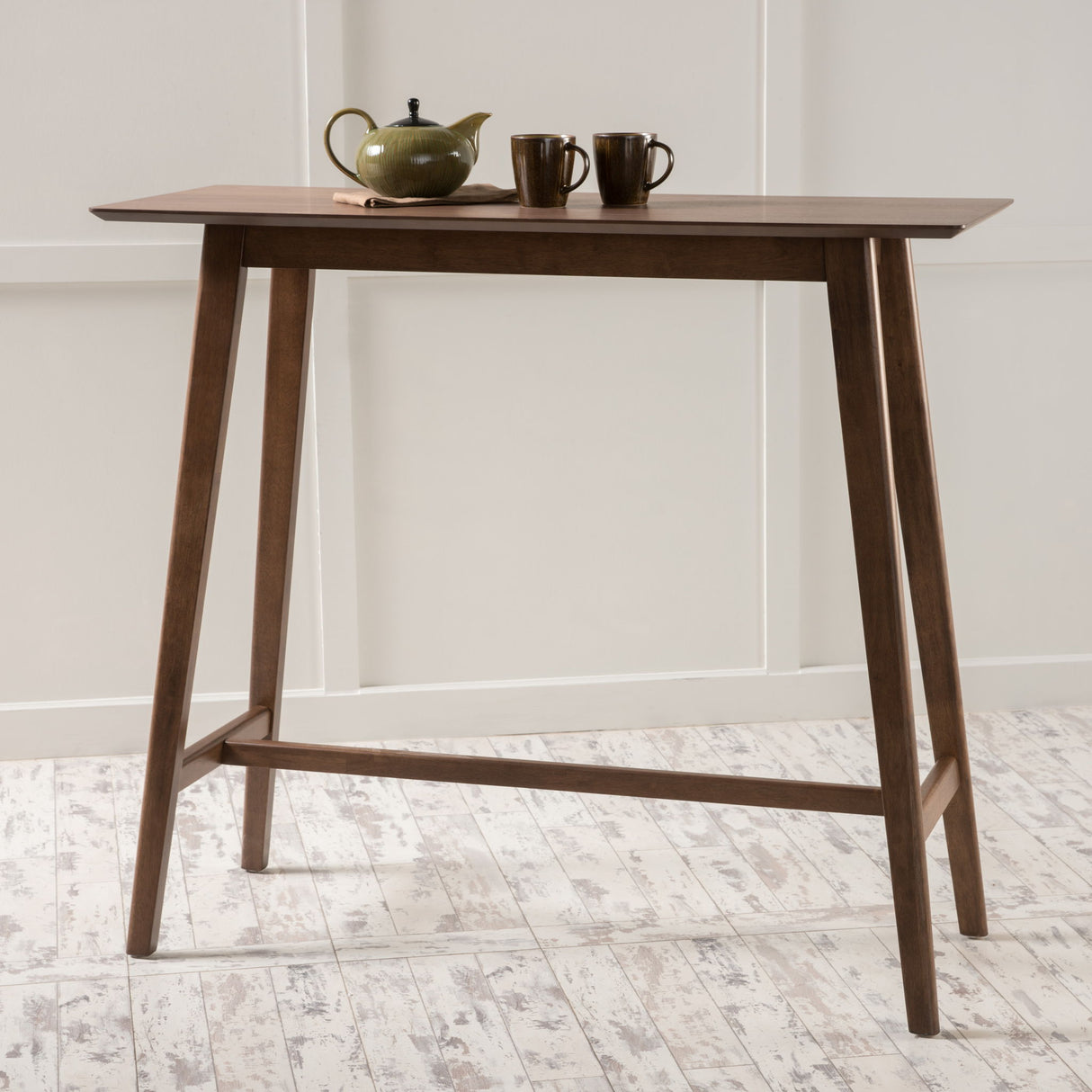 Bar Height Dining Table With Splayed Legs And Elongated Rectangular Top