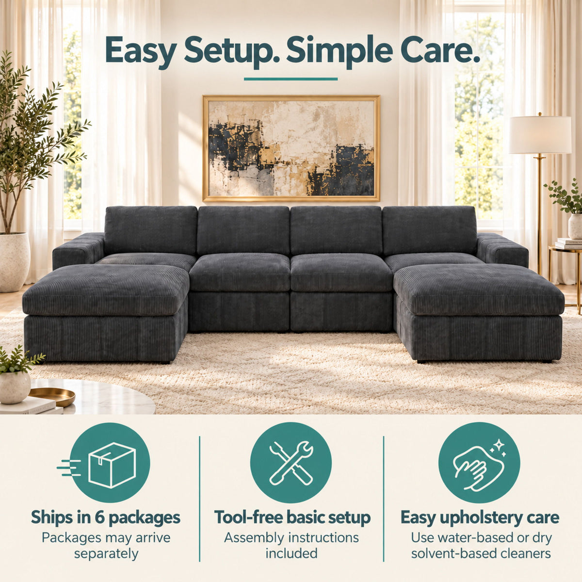 Modular Sectional Sofa, Reversible Set