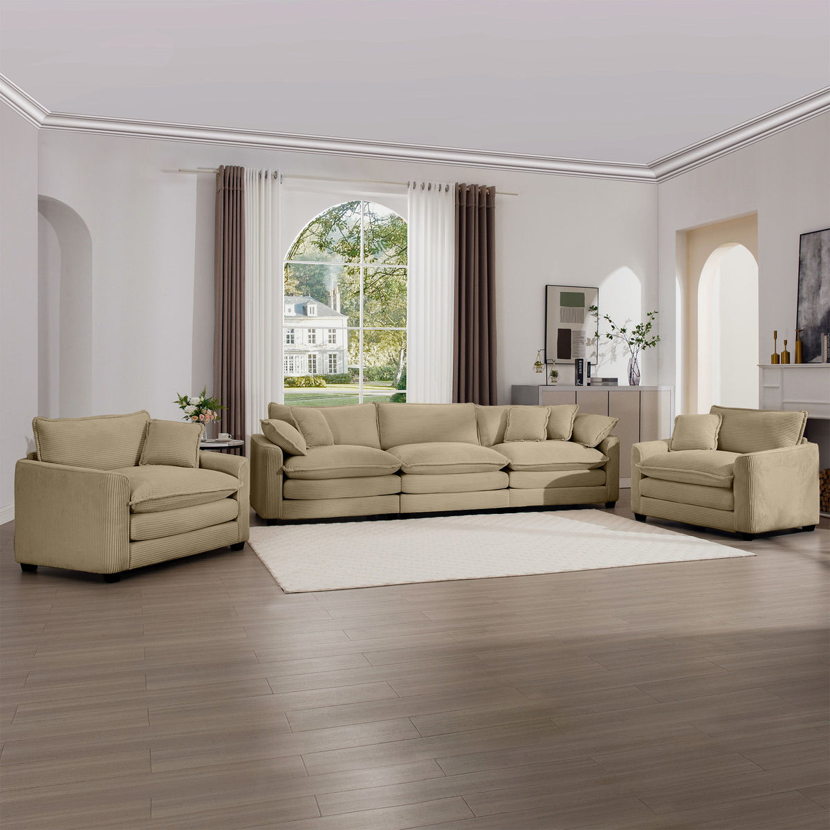 Elegant Oversized Sectional Sofa Set With Deep Seats And Flexible Layout