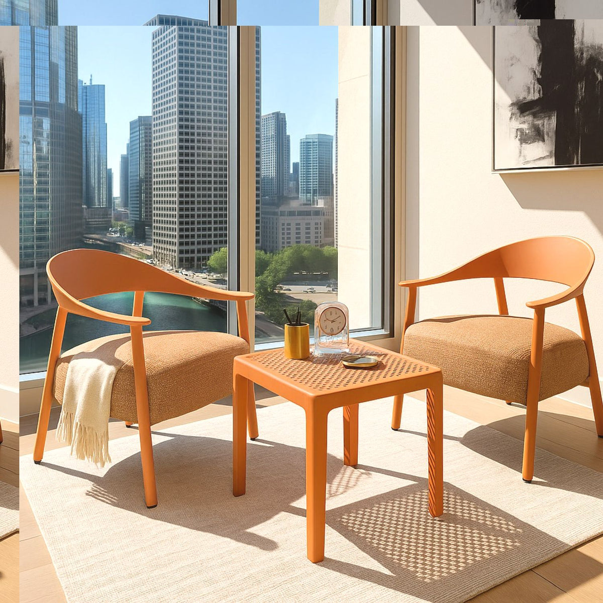 Furniture Set With Seat Cushions, Sturdy And Durable - Apricot Brow