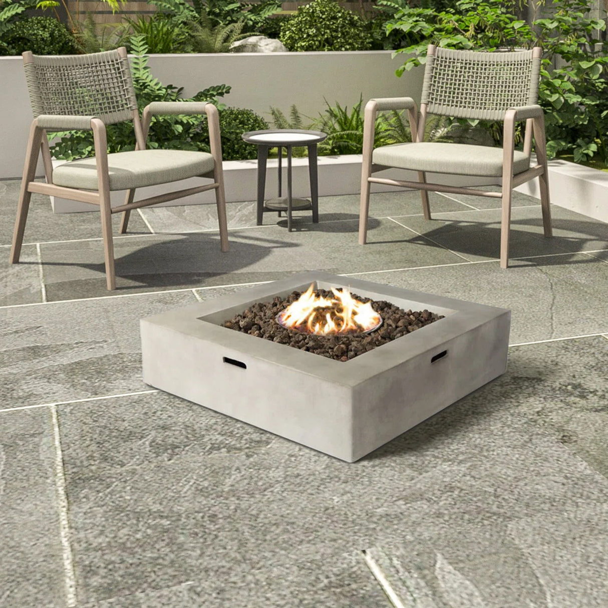 Outdoor Fire Pit Table Modern Reinforced Concrete Warming Hearth Gray