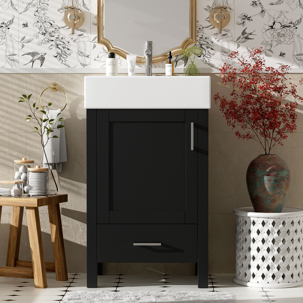 Bathroom Vanity With Sink, Frame And Drawer