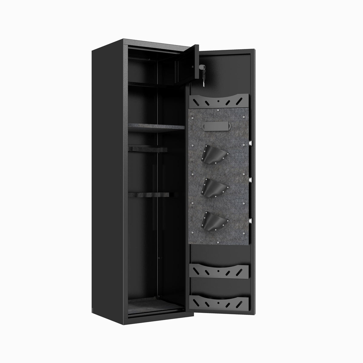 Large Capacity Mechanical Gun Safe For Rifles & Handguns, Digital Password Lock, Built In Independent Lock Box, Adjustable Shelves - Black